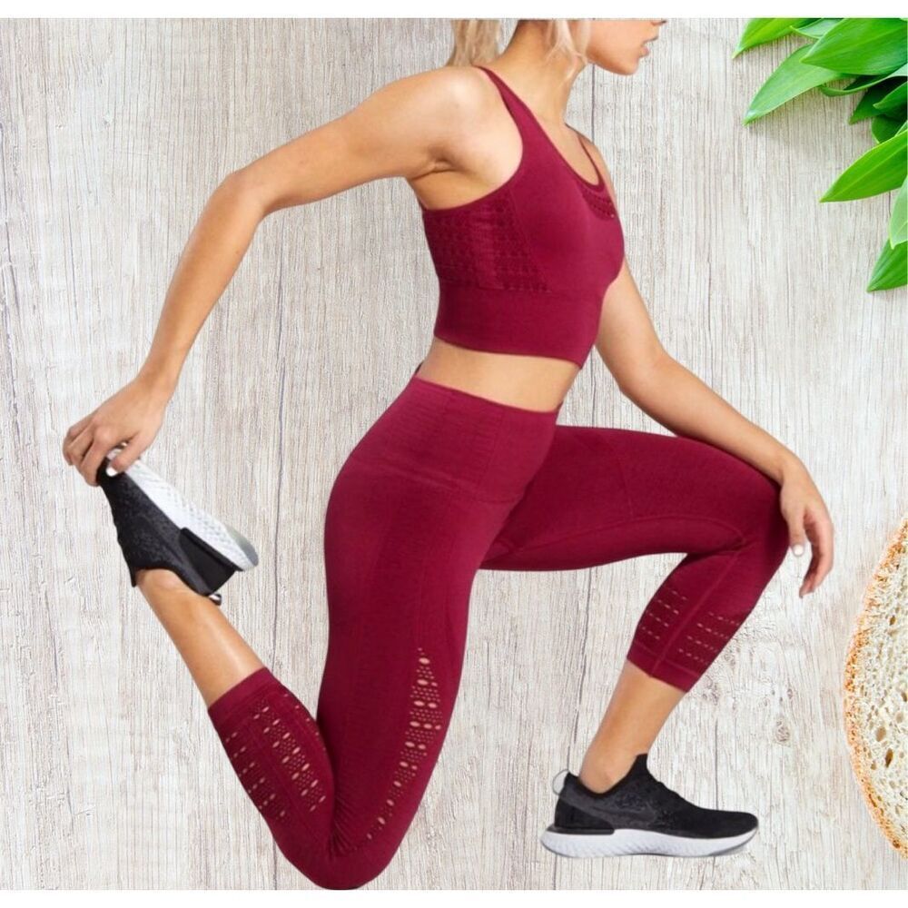 Gymshark Womens Energy + Seamless Leggings XS Beet Cropped READ DESC Activewear